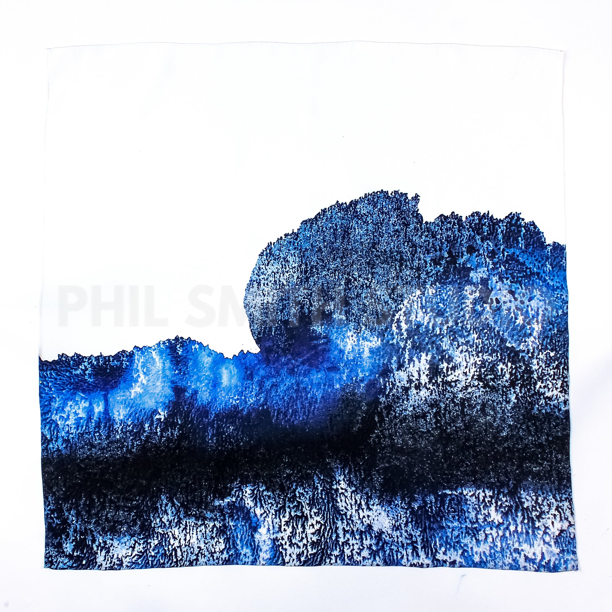 'Reflection' Pure Silk Scarf, Blue